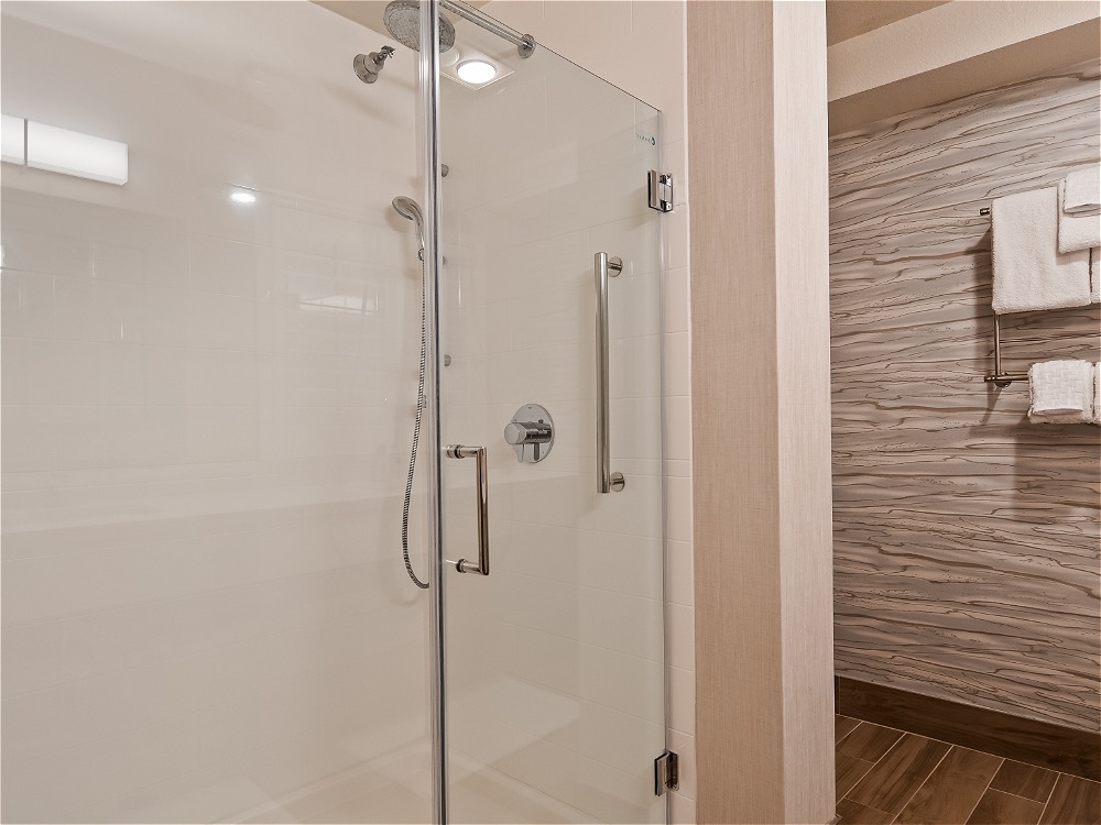 Hotel bedroom with shower